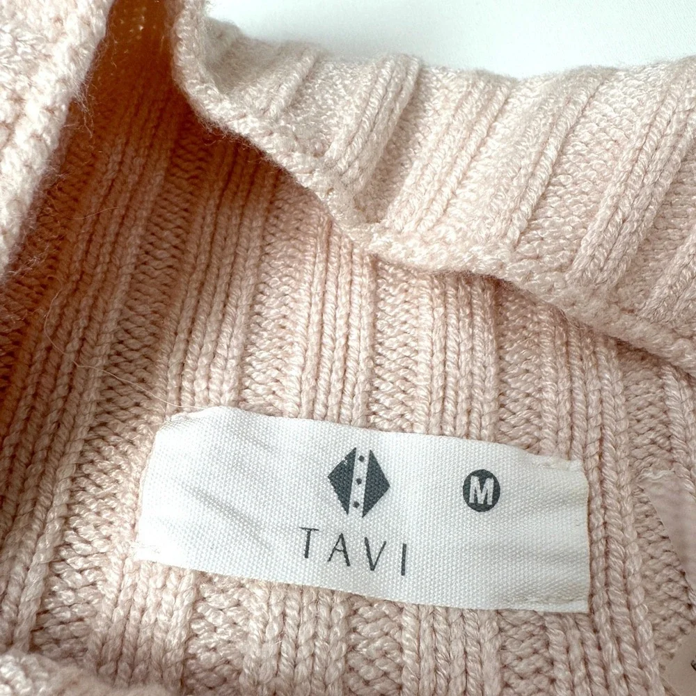 Tavi Alpine Mock Neck Sweater‎ Womens Pink Ribbed Knit Boxy Pullover Medium